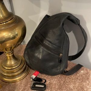 Leather Black Sling Purse